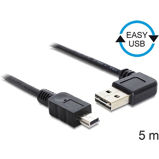 Delock EASY-USB 2.0 -A apa hajlított > USB 2.0 mini apa kábel, 5 m (83381)