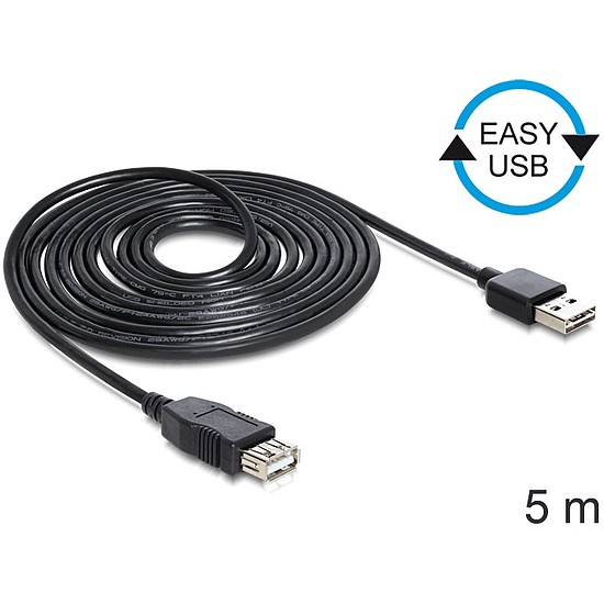 Delock EASY-USB 2.0 -A apa > USB 2.0-A anya hosszabbító kábel, 5 m (83373)