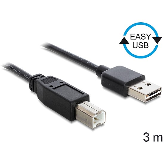 Delock EASY-USB 2.0 -A apa > USB 2.0-B apa kábel, 3 m (83360)