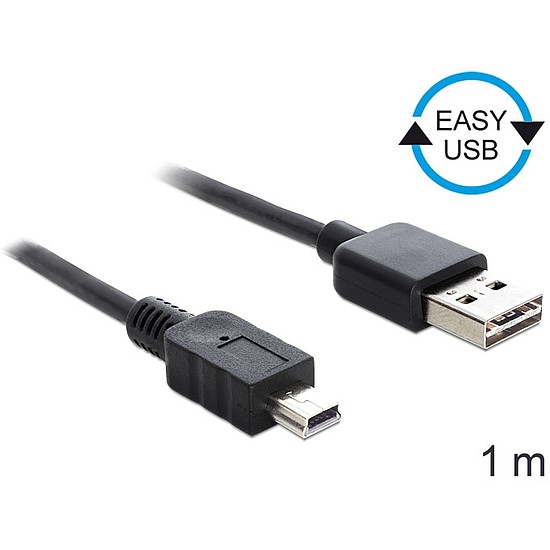 Delock EASY-USB 2.0 -A apa > USB 2.0 mini apa kábel, 1 m (83362)