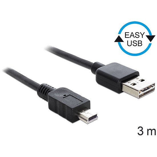 Delock EASY-USB 2.0 -A apa > USB 2.0 mini apa kábel, 3 m (83364)