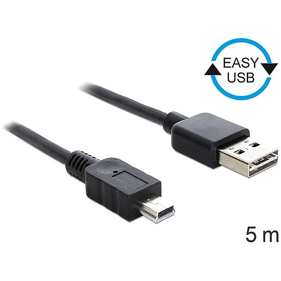 Delock EASY-USB 2.0 -A apa > USB 2.0 mini apa kábel, 5 m (83365)