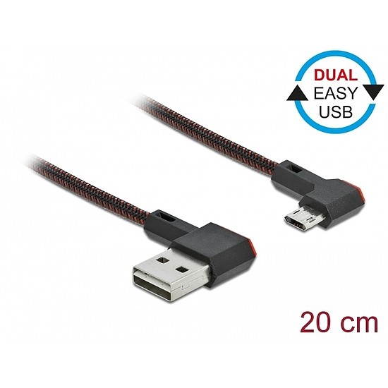 Delock EASY-USB 2.0 kábel A-típusú csatlakozódugó - EASY-USB Micro-B típusú csatlakozódugó, ívelt ba (85269)