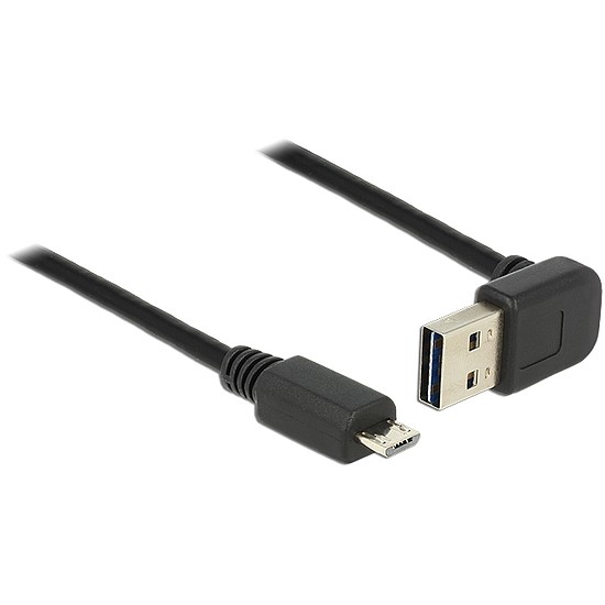 Delock EASY-USB kábel, 1m, EASY-USB2.0 "A" fel/le 90 -s dugó és micro-B dugó csatlakozókkal (83535)