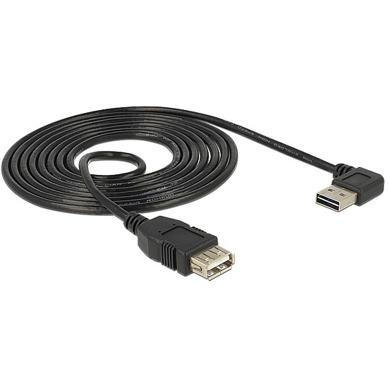 Delock EASY-USB kábel "A" jobbra/balra 90 -s dugó és USB2.0 "A" aljzat csatlakozókkal 2m (83552)