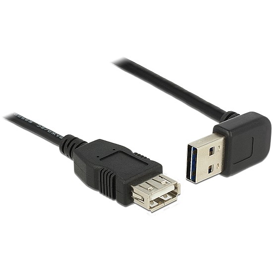 Delock EASY-USB toldó kábel, 2m, EASY-USB2.0 "A" fel/le 90 -s dugó és USB2.0 "A" aljzat csatlakozók (83548)