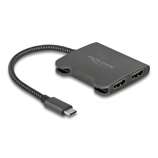 Delock Elosztó USB Type-C csatlakozóval (DP alternatív mód támogatás) 2 db. HDMI MST (87778)