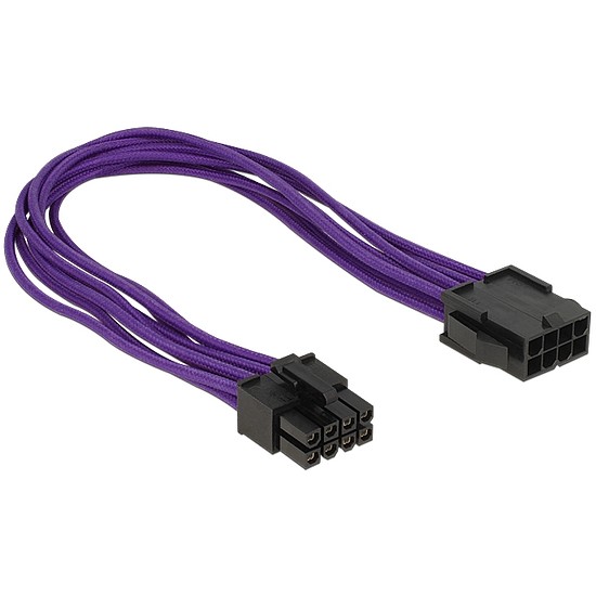 Delock Extension Power cable 8 pin EPS male > 8 pin EPS female textile shielding purple (83702)