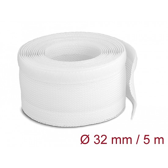 Delock Fonott kábelharisnya tépőzárral 5 m x 32 mm fehér (20818)