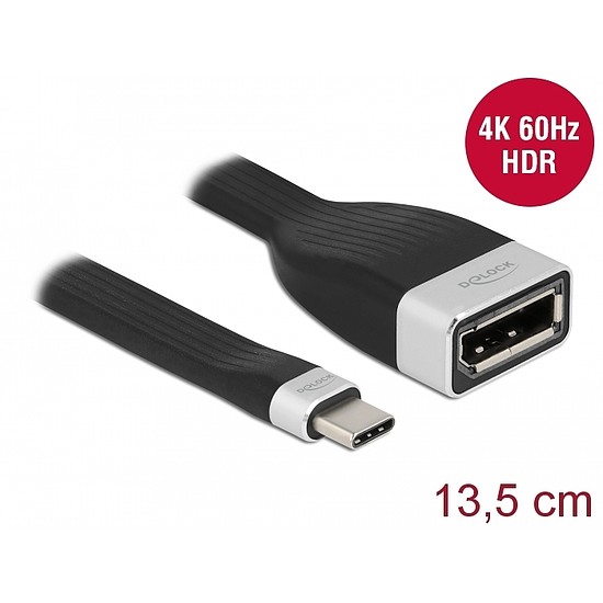 Delock FPC lapos csík kábel USB Type-C - DisplayPort (DP Alt Mode) 4K 60 Hz 13,5 cm (86731)