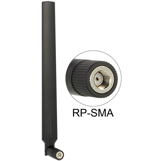 Delock gömbkarakterisztikájú WLAN antenna, RP-SMA csatlakozó, 4-7dBi, elfordítható kivitel, 802.11 (88913)