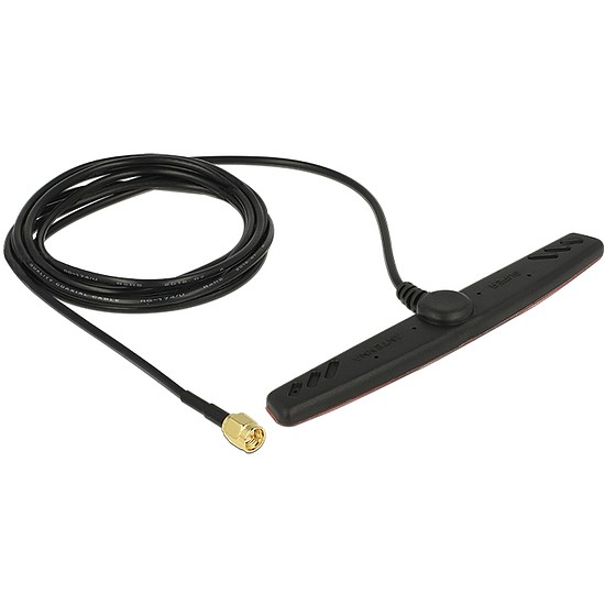 Delock GSM UMTS LTE Antenna SMA Plug 2.5 dBi 2 m RG-174 omnidirectional adhesive mounting (89494)