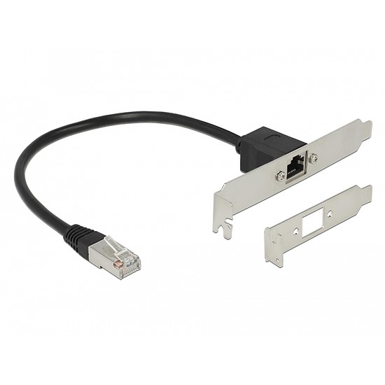 Delock Hálózat Bővítő Kábel Cable RJ45 Cat.5e 30 cm általános vagy LP rekesz edénnyel (slot bracket) (85803)