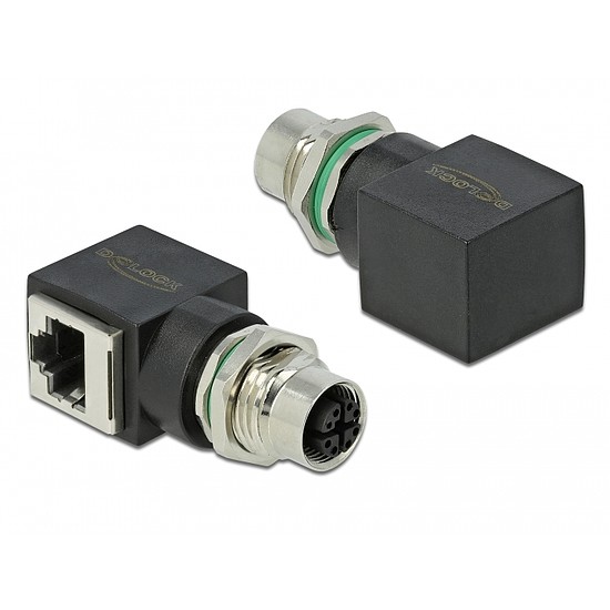 Delock Hálózati adapter M12 8 tűs X-kódolt anya - RJ45 anya (66316)