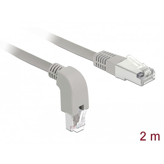 Delock Hálózati kábel RJ45 Cat.6A S/FTP, lefelé néző / egyenes 2 m (85875)