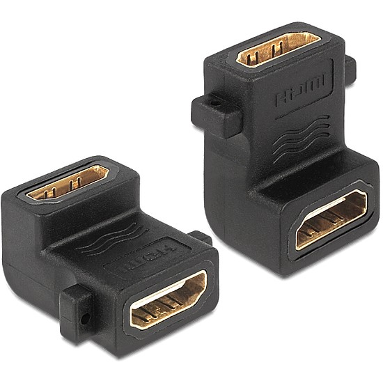 Delock HDMI A anya > anya adapter, csavarhellyel, 90 -ban elforgatott (65510)