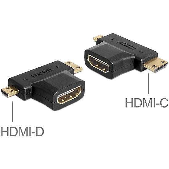 Delock HDMI-A anya > HDMI-C + HDMI-D apa adapter (65446)