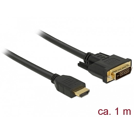 Delock HDMI - DVI 24+1 kétirányú kábel 1 m (85652)