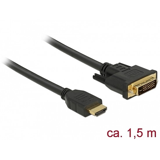 Delock HDMI - DVI 24+1 kétirányú kábel 1,5 m (85653)