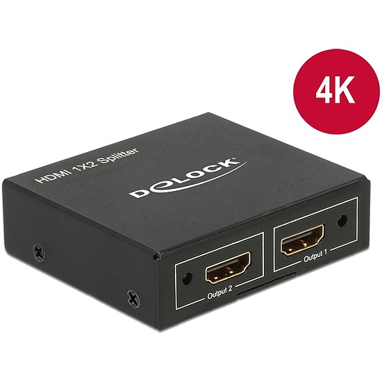 Delock HDMI-elosztó, 1 x HDMI-bemenet > 2 x HDMI-kimenet, 4K (87701)