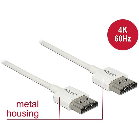 Delock HDMI-kábel Ethernettel - HDMI-A-csatlakozódugó > HDMI-A-csatlakozódugó, 3D, 4K, 1 m, vékony (85122)