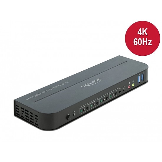 Delock HDMI KVM switch 4K 60 Hz USB 3.0-vel és audióval (11483)