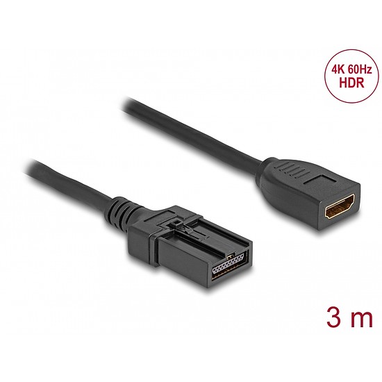 Delock HDMI önműködő kábel HDMI-A anya - HDMI-E apa kapcsolattal 3 m, 4K 60 Hz-s (87905)