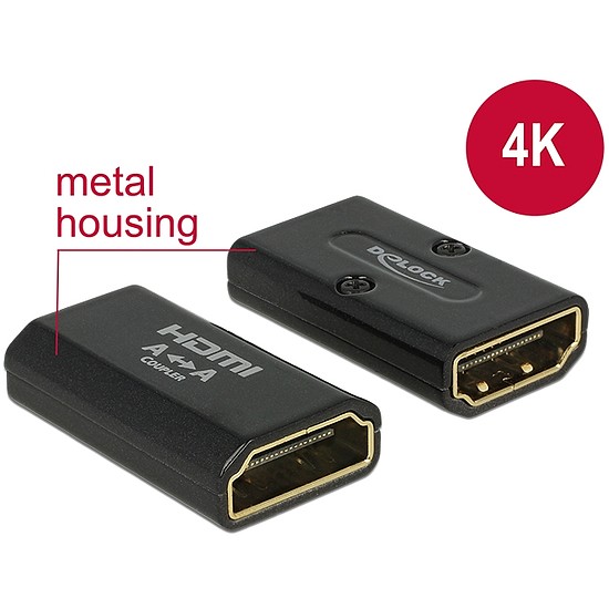 DELOCK High-Speed HDMI adapter Ethernet HDMI-A anya > HDMI-A anya 4K kimenet fordítóval fekete (65659)