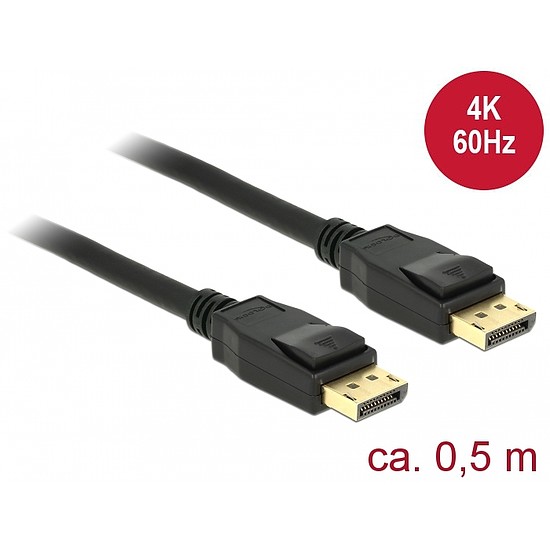 Delock Kábel Displayport 1.2 dugó > Displayport dugó 4K 60 Hz 0,5 m (85506)