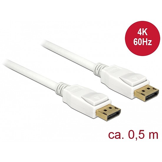 Delock Kábel Displayport 1.2 dugó > Displayport dugó 4K 60 Hz 0,5 m (85507)