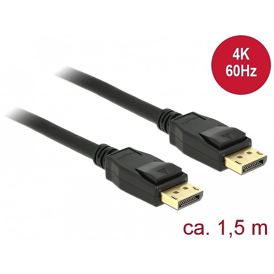 Delock Kábel Displayport 1.2 dugó > Displayport dugó 4K 60 Hz 1,5 m (85508)