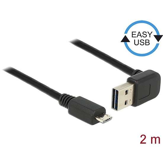 Delock Kábel EASY-USB 2.0-s A típusú csatlakozódugó, ívelt felfelé / lefelé > USB 2.0-s Micro-B-típu (83536)