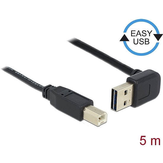 Delock Kábel EASY-USB 2.0-s A típusú csatlakozódugó, ívelt felfelé / lefelé > USB 2.0-s B-típusú csa (83542)