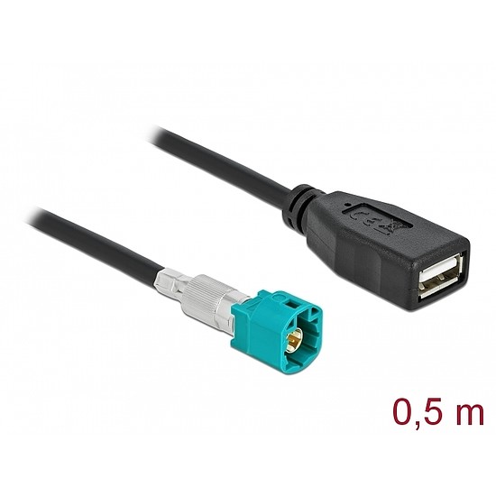 Delock Kábel HSD Z apa - A-típusú USB 2.0 anya 0,5 m (90310)