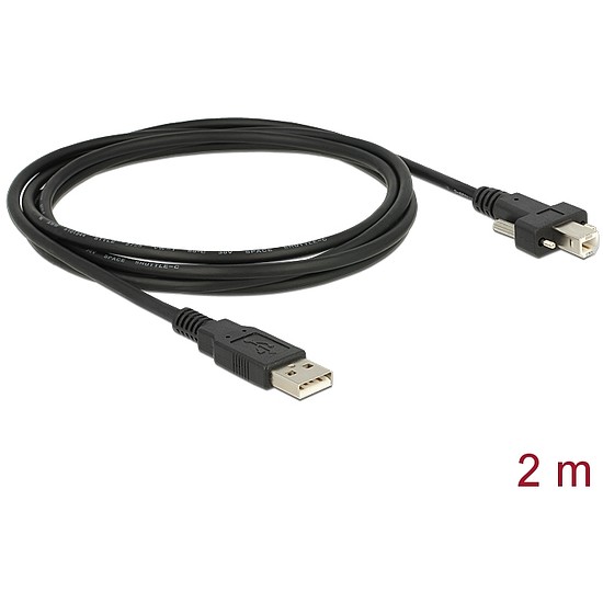 Delock Kábel USB 2.0 A típusú dugó > USB 2.0 B típusú dugó csavarokkal ellátott 2 m (83595)