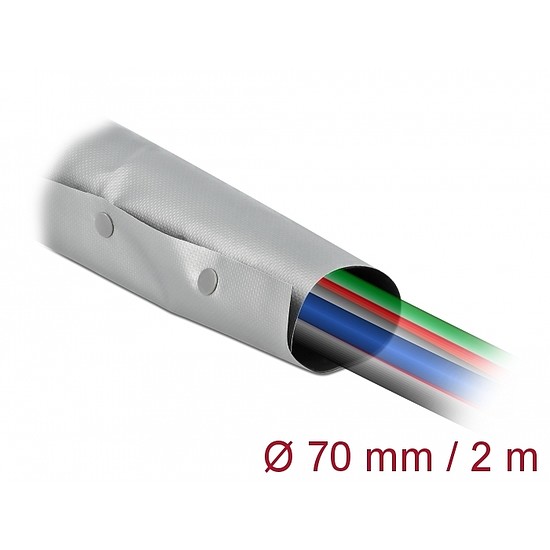 Delock Kábelkarmantyú patent szorítóval 2 m x 70 mm szürke / fekete (20729)