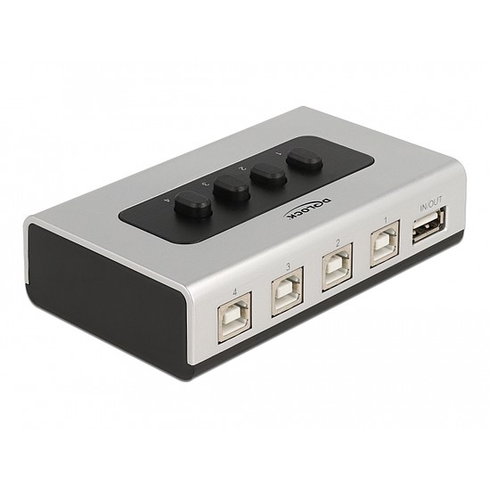 Delock Kétirányú USB 2.0 switch 4 db. B-típusú anya - 1 db. A-típus anya kézi átkapcsolással (87763)