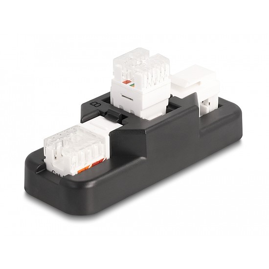 Delock Keystone LSA szett klipszes tartóval RJ45 / RJ11 Cat.6 fekete (87104)