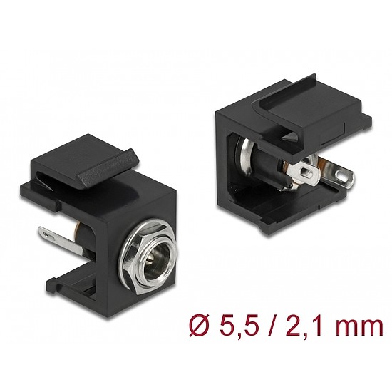 Delock Keystone modul, DC 5,5 x 2,1 mm-csatlakozóhüvely, fekete (86849)