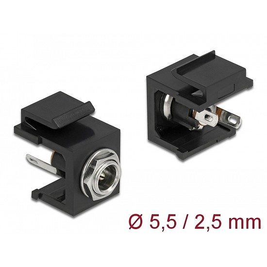 Delock Keystone modul, DC 5,5 x 2,5 mm-csatlakozóhüvely, fekete (86850)