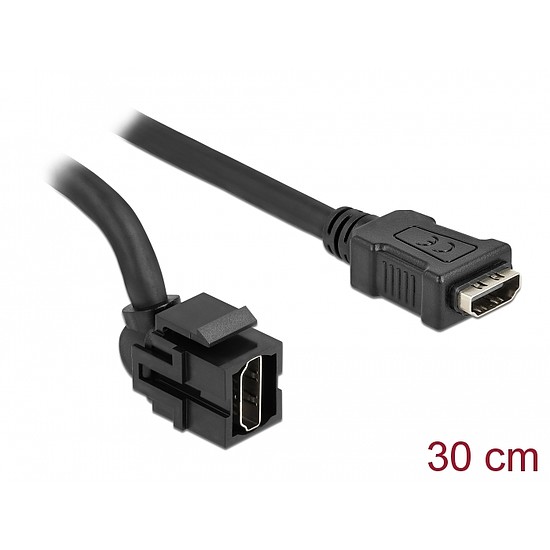 Delock Keystone modul, HDMI-csatlakozóhüvely 250 > HDMI-csatlakozóhüvely, kábellel fekete (86854)