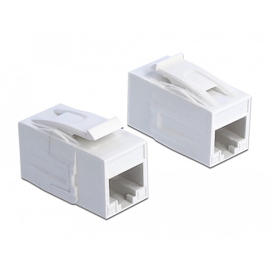 Delock Keystone modul, RJ45-aljzat > RJ45-aljzat, Cat.6A UTP, fehér (86299)