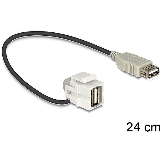 Delock Keystone modul USB 2.0 A anya > USB 2.0 A anya 110 kábellel (86327)