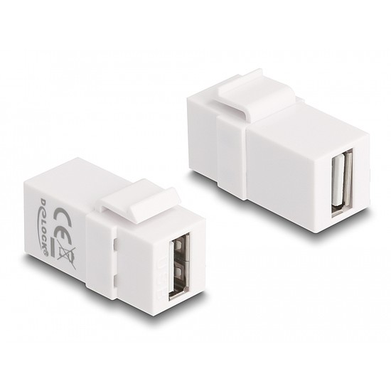 Delock Keystone modul, USB 2.0 A-csatlakozóhüvely > USB 2.0 A-csatlakozóhüvely, fehér (87830)