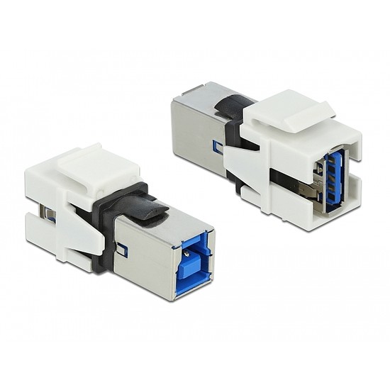 Delock Keystone modul, USB 3.0 A-csatlakozóhüvely > USB 3.0 B-csatlakozóhüvely, fehér (86394)