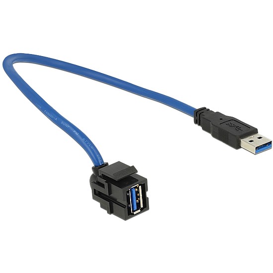 Delock Keystone module USB 3.0 A female > USB 3.0 A male 250 with cable (86375)