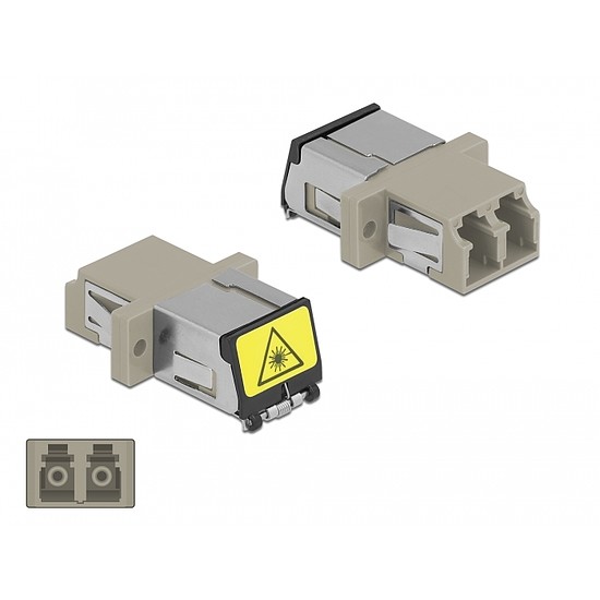 Delock LC optikai szálas csatlakozó Párosító lézervédő zárral / borítással Duplex anya - LC Duplex a (86899)