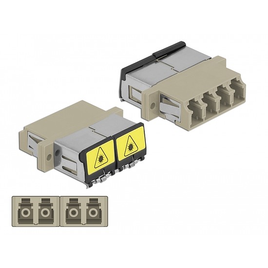 Delock LC optikai szálas csatlakozó Párosító lézervédő zárral / borítással Duplex anya - LC Quad any (86904)