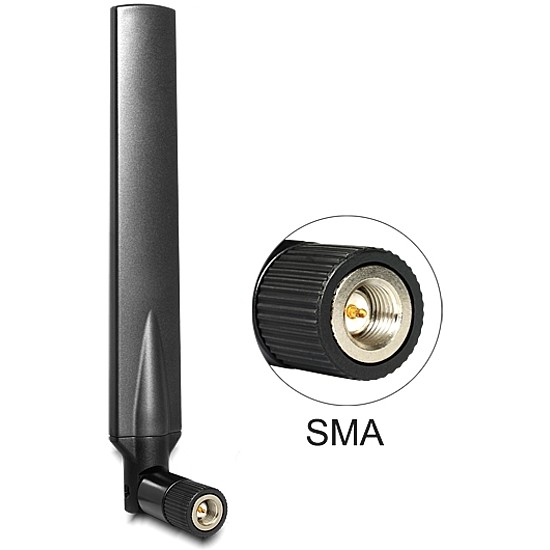 Delock LTA antenna SMA sáv 1/3/7/20 -5 ~ -2.8 dBi mindenirányú, csuklós, fekete (88451)