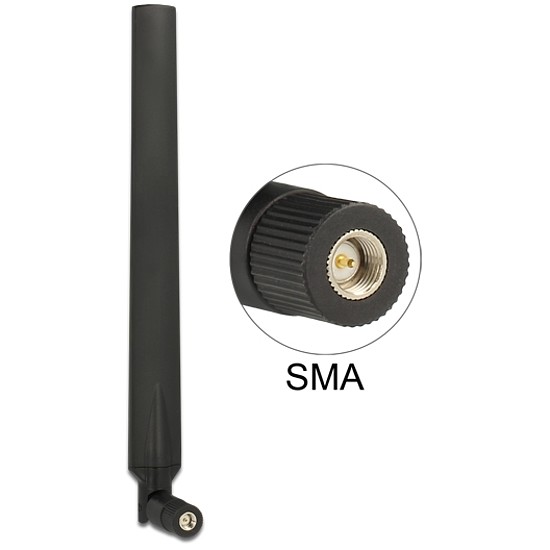 Delock LTE Antenna SMA 0 ~ 4 dBi Omnidirectional Rotatable with Flexible Joint black (88976)